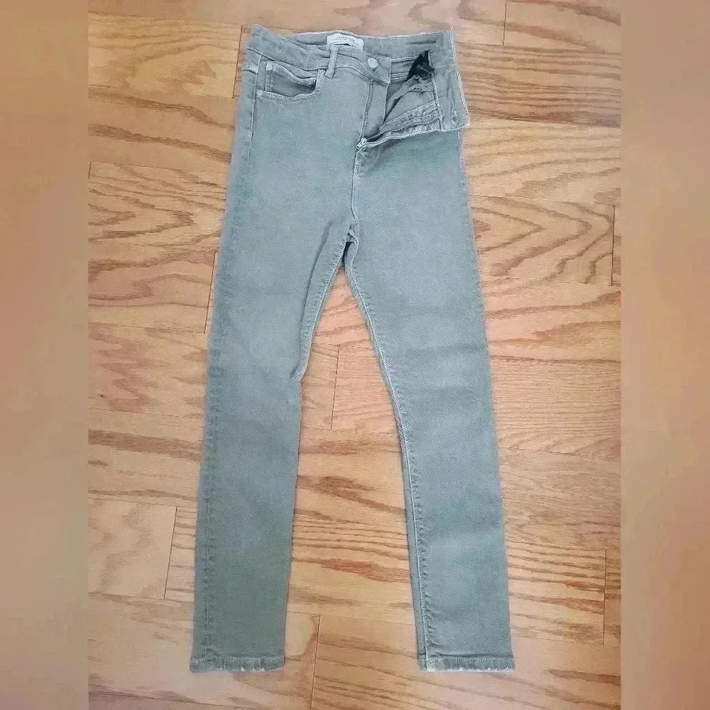 Zara Womens 6 Green Denim Jeans Skinny